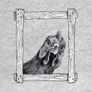 Funny Chicken T-Shirt - Funny Chicken in a Frame by mynaito